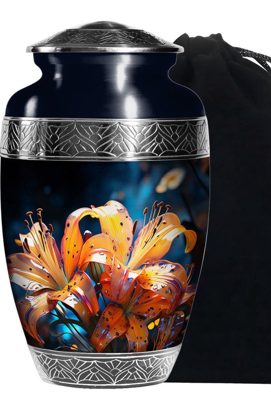Tiger Lily Cremation Urn - Elegant Floral Memorial Urn For Human Ashes