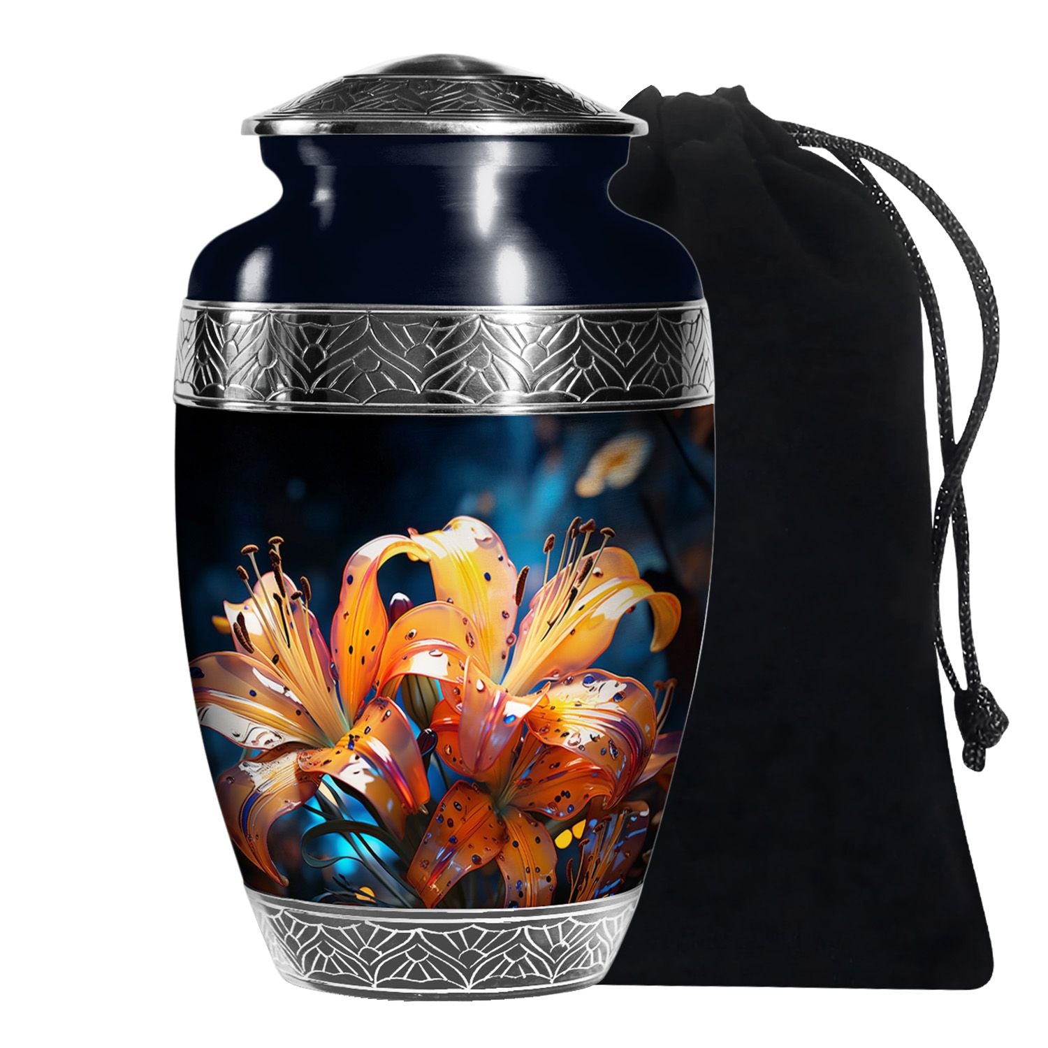 Tiger Lily Cremation Urn - Elegant Floral Memorial Urn For Human Ashes