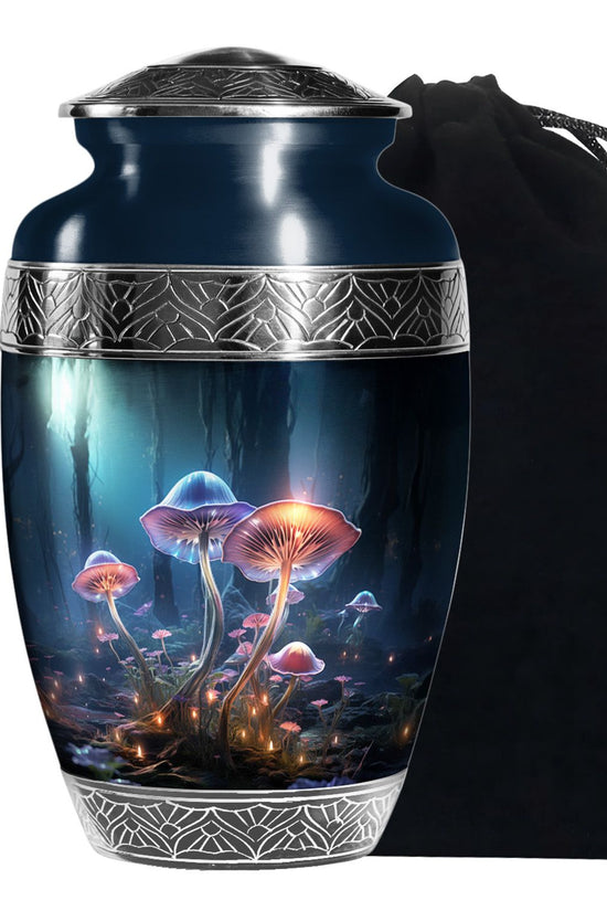 Glowing Mushroom Funeral Urn For Ashes - Aluminium Cremation Urn For Ashes
