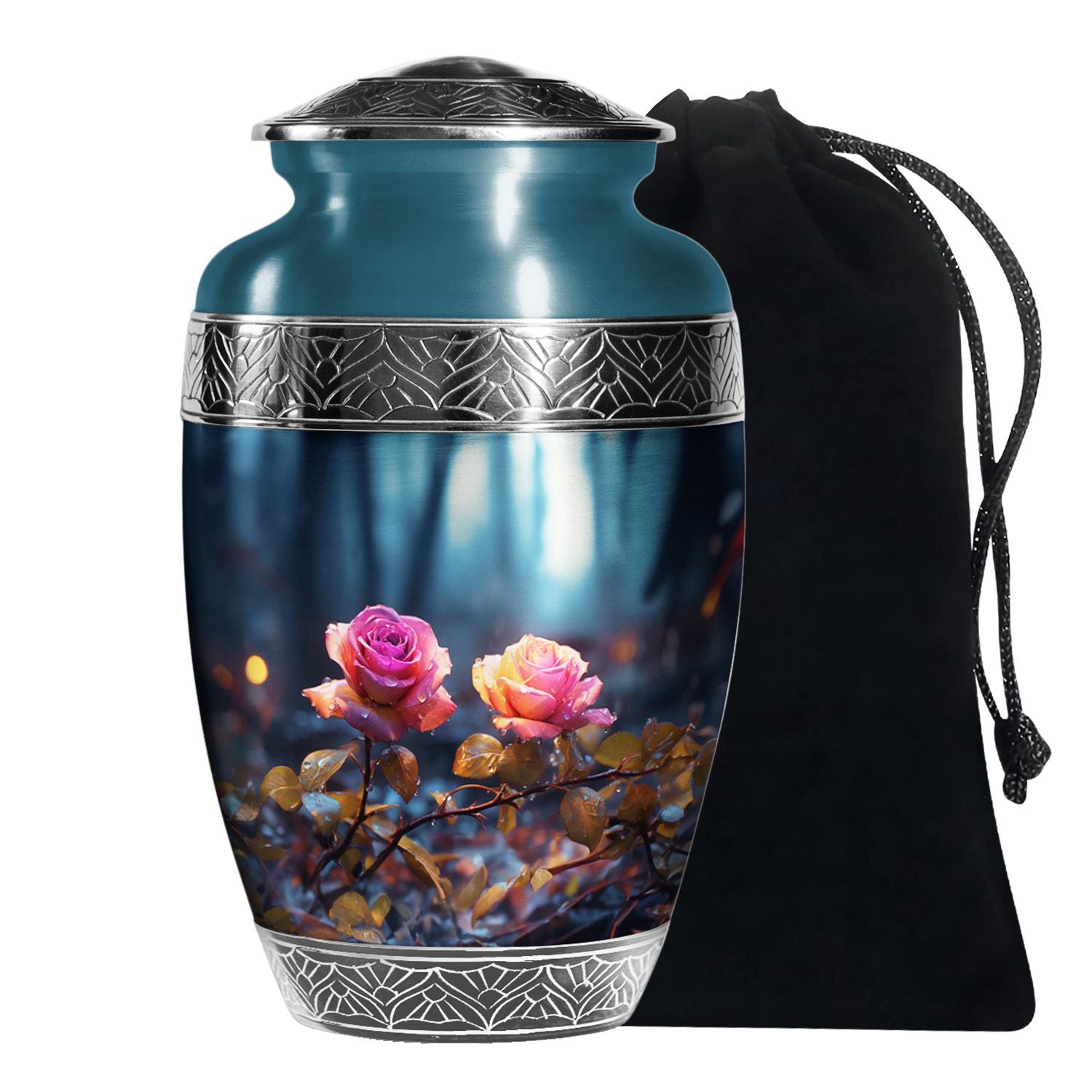 Beautiful Pink Rose Funeral Urn - Large Memorial Urn For Female