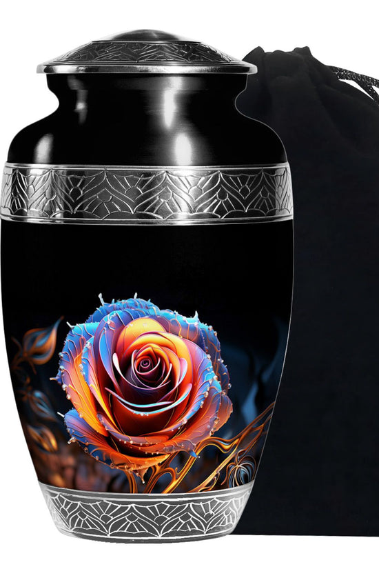 Beautiful Rose Theme Memorial Urn - Aluminum Cremation Urn For Loved Ones