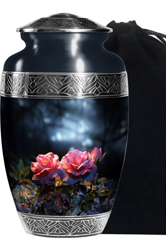 Pink Rose Theme Funeral Urn - Large Memorial Urn For Human Ashes