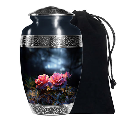 Pink Rose Theme Funeral Urn - Large Memorial Urn For Human Ashes