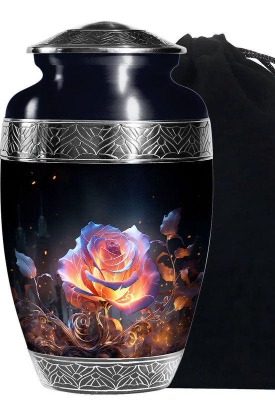 Glowing Rose Cremation Urn - Fantasy Memorial Urn For Ashes