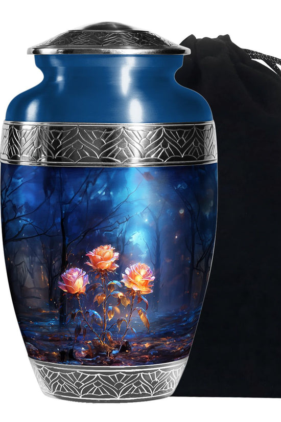 Beautiful White Rose Memorial Urn - Large Funeral Urn For Ashes