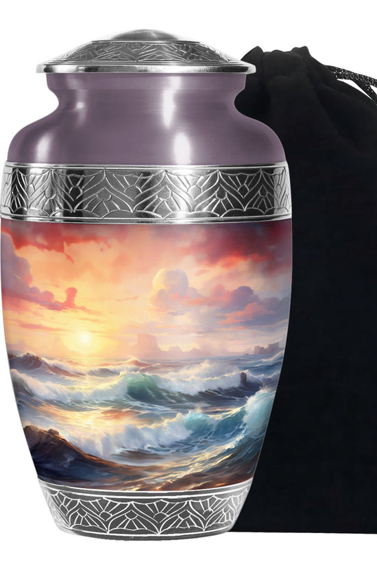 Beautiful Beach Theme Funeral Urn - Sunset Memorial Urn For Adult Ashes
