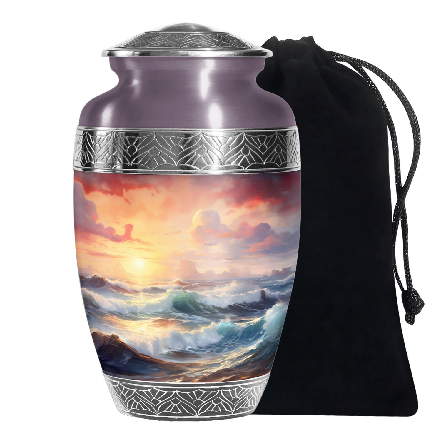 Beautiful Beach Theme Funeral Urn - Sunset Memorial Urn For Adult Ashes