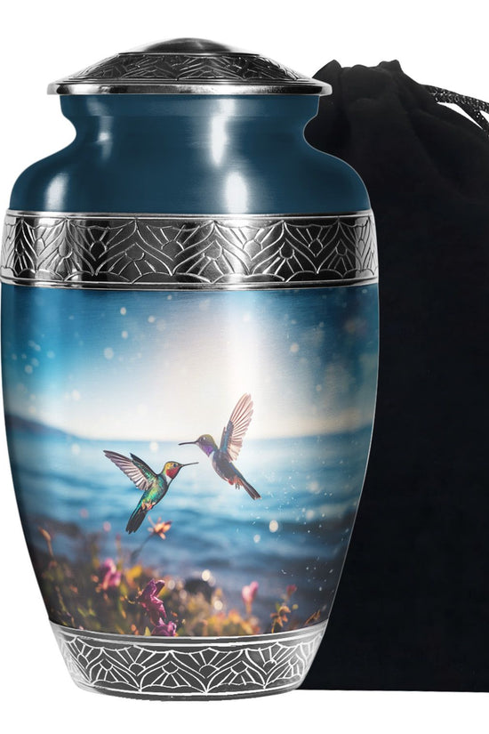Couple Hummingbird Theme Funeral Urn - Beautiful Ashes Urn For Adults