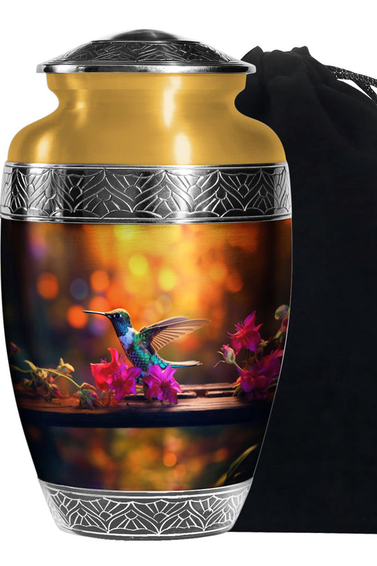Green Hummingbird Funeral Urn - Large Funeral Urn For Human Ashes