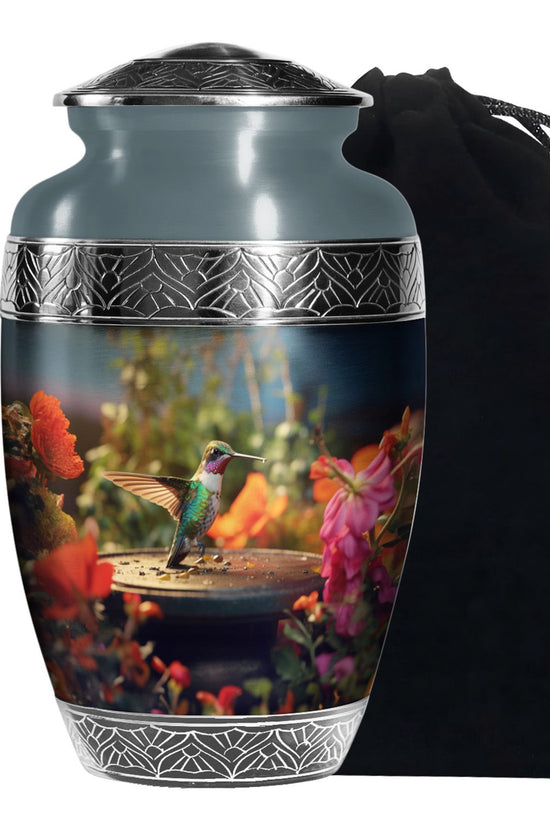 Elegant Hummingbird Memorial Urn - Aluminium Cremation Urn For Human Ashes