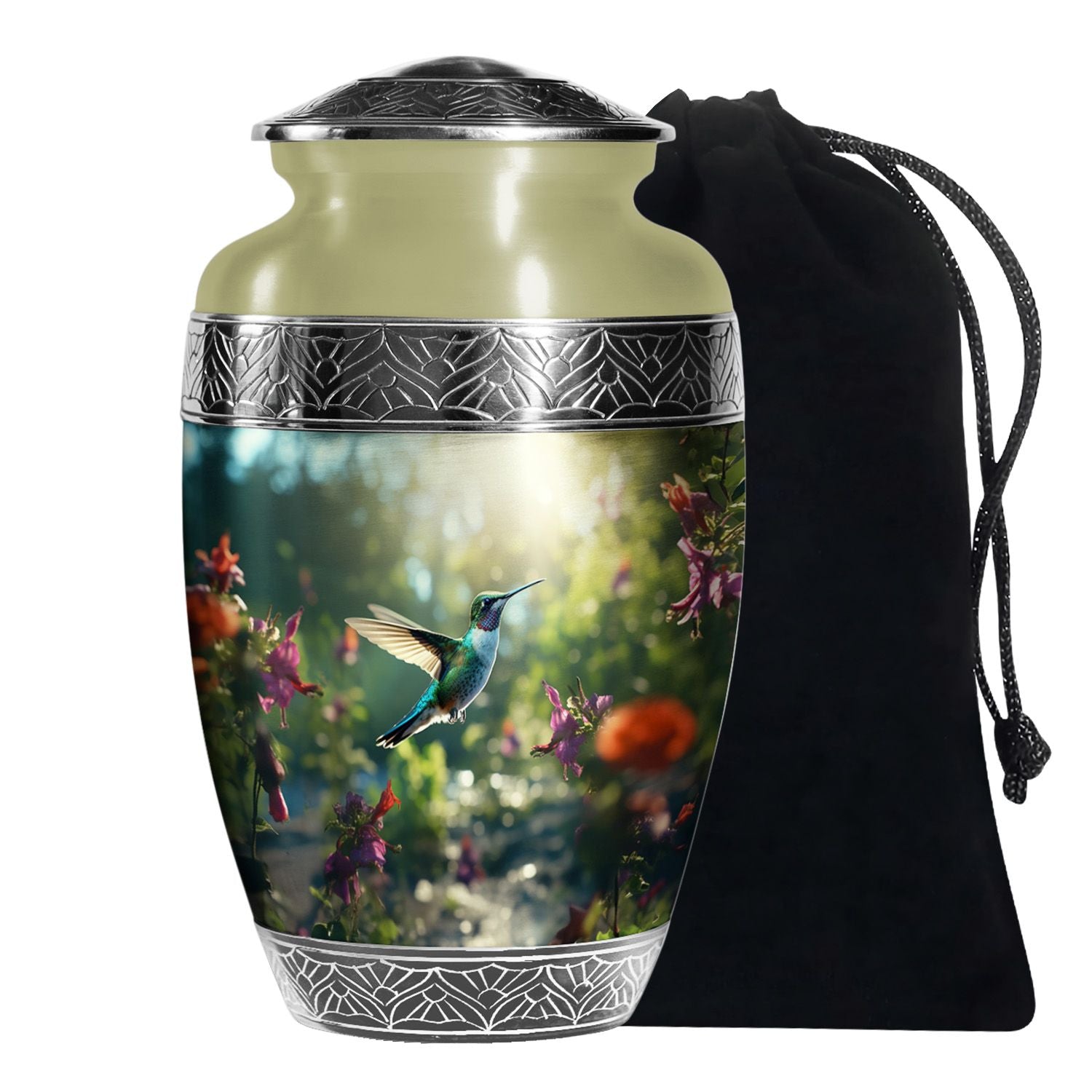 Hummingbird Cremation Urn - Forest Theme Urn For Human Ashes
