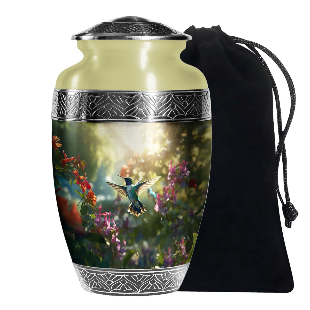 Flying Hummingbird Cremation Urn - Aluminium Memorial Urn For Ashes