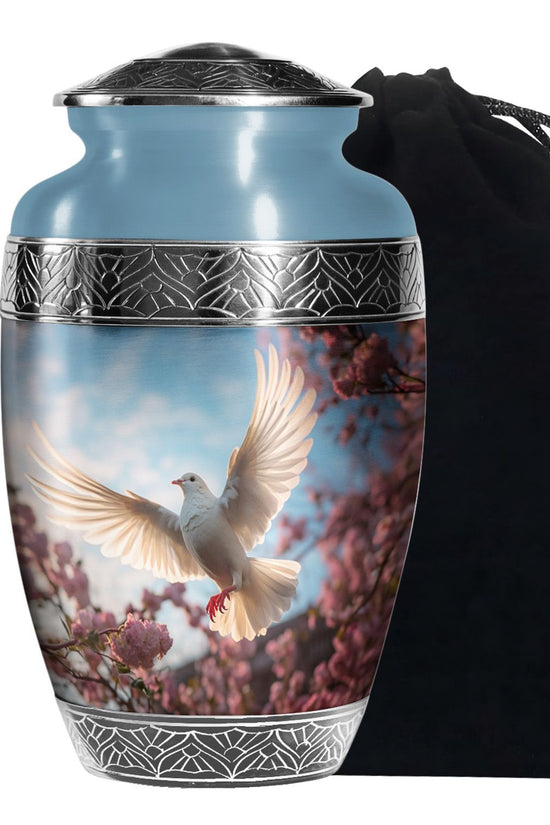 Beautiful Memorial Urn For Ashes - Dove Bird Theme CrematIon Urn