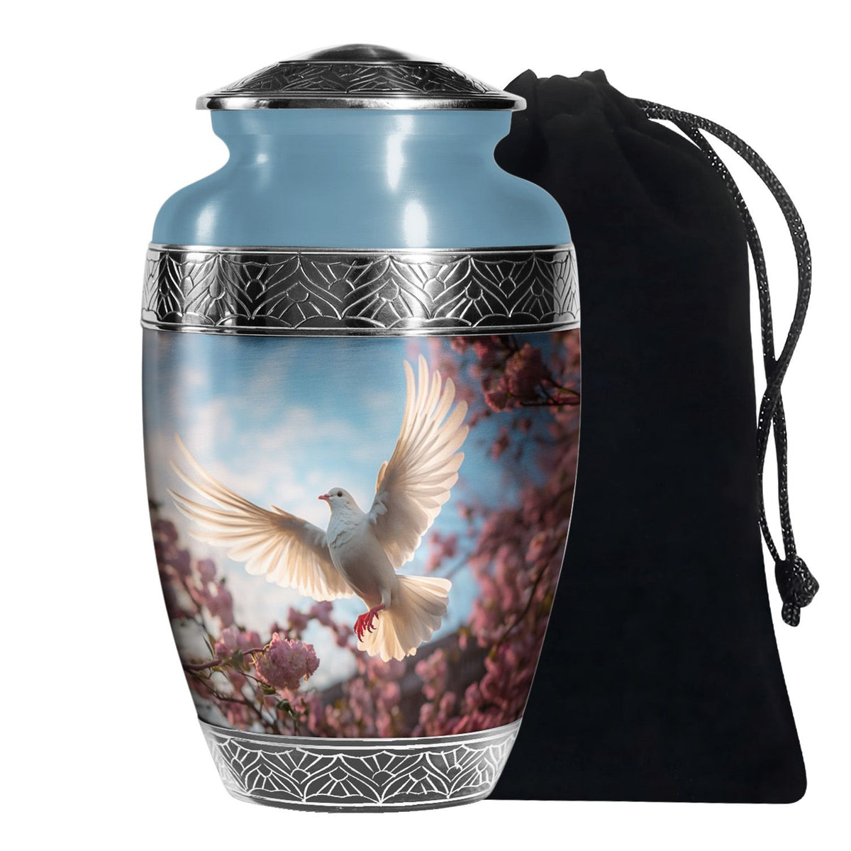 Beautiful Memorial Urn For Ashes - Dove Bird Theme CrematIon Urn