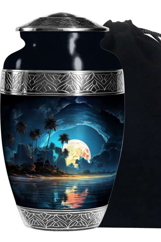 Night Beach Memorial Urn - Moonlight Cremation Urn For Loved Ones