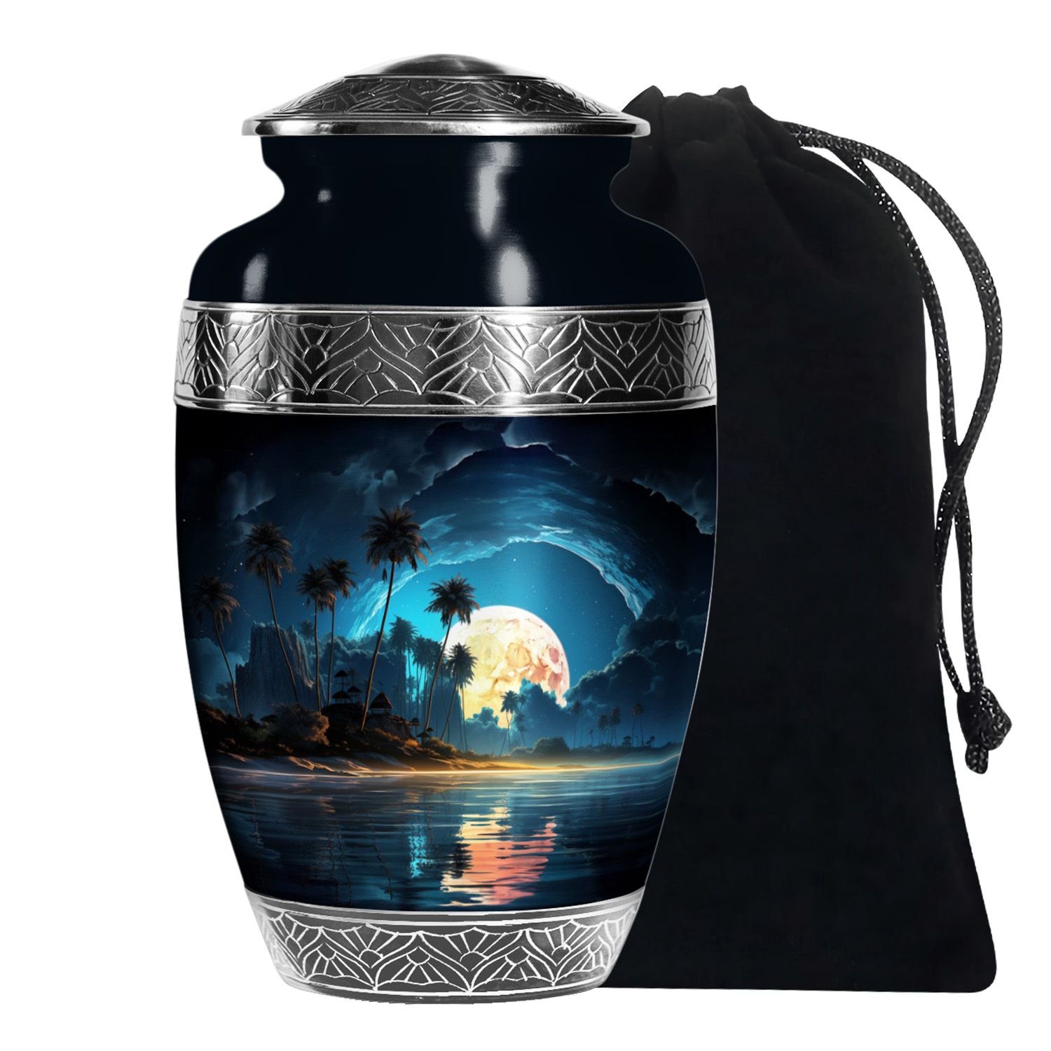 Night Beach Memorial Urn - Moonlight Cremation Urn For Loved Ones