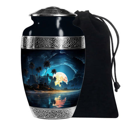 Night Beach Memorial Urn - Moonlight Cremation Urn For Loved Ones
