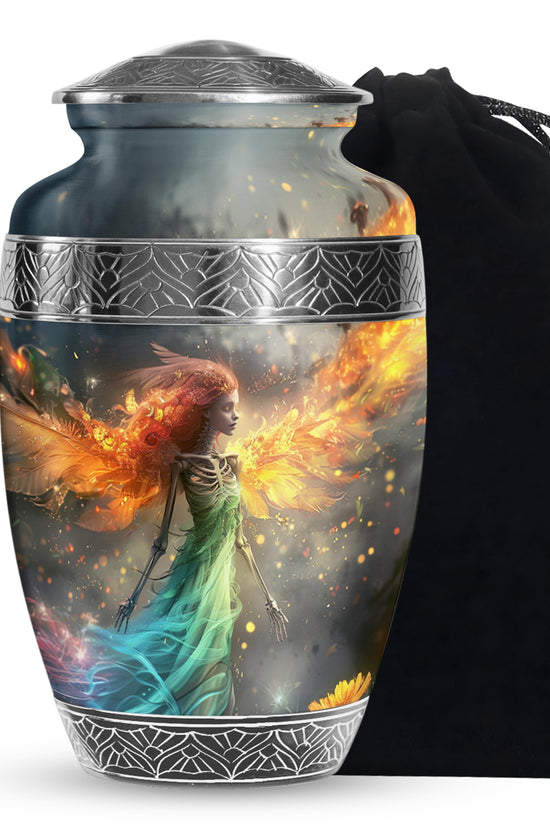 Flame Wing Angel Memorial Urn - Dark Cremation Urn For Male & Female