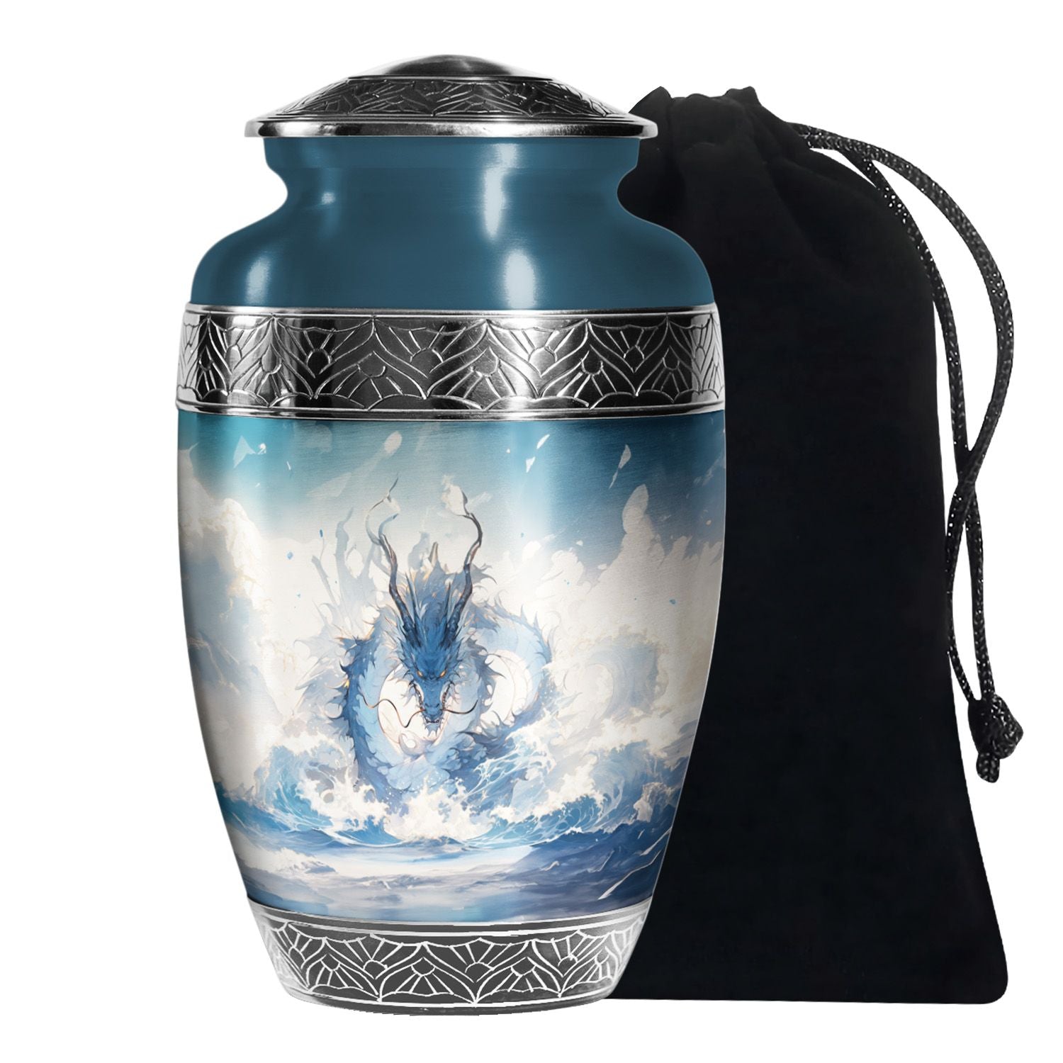 Mystic Blue Dragon Cremation Urn For Adult - Artistic Funeral Urn For Ashes