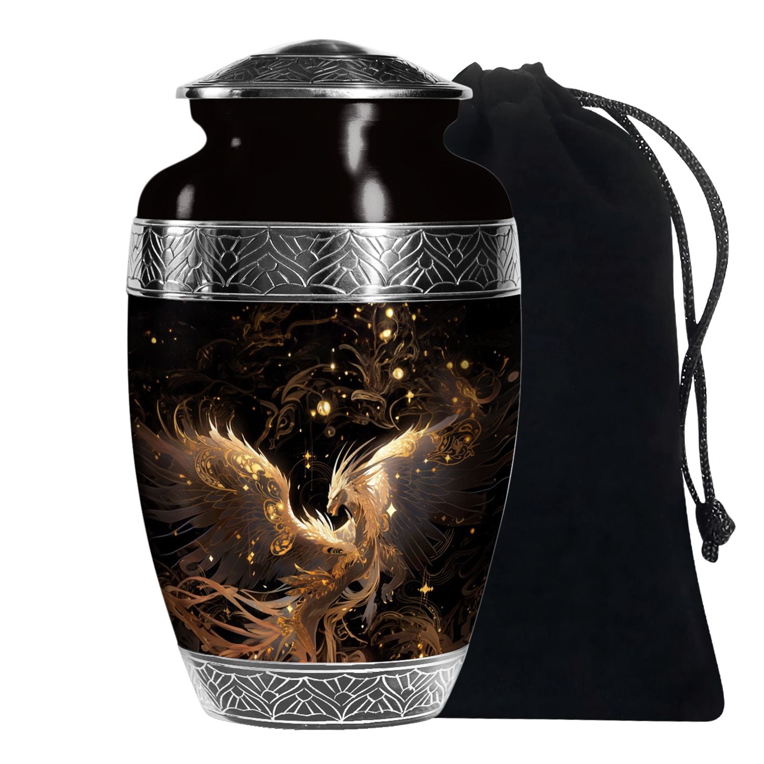 Celestial Silver Dragon Funeral Urn For Adults - Premium Aluminium Urn