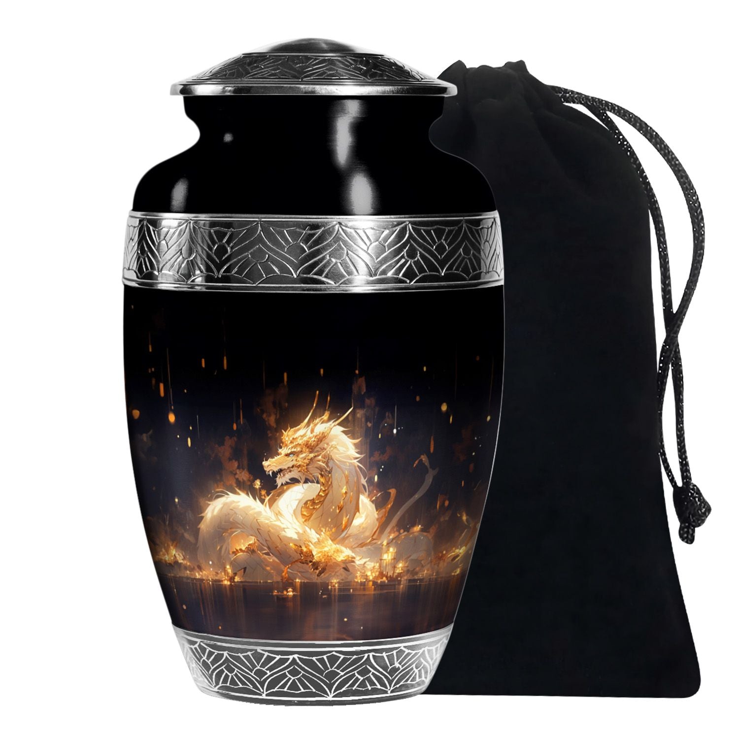 Purple Fantasy Dragon Cremation Urn For Human Ashes - Decorative Ashes Urn