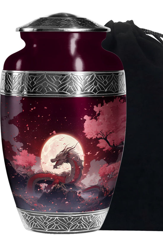 Red Artistic Dragon Memorial Urn - Beautiful Funeral Urn For Adult Ashes