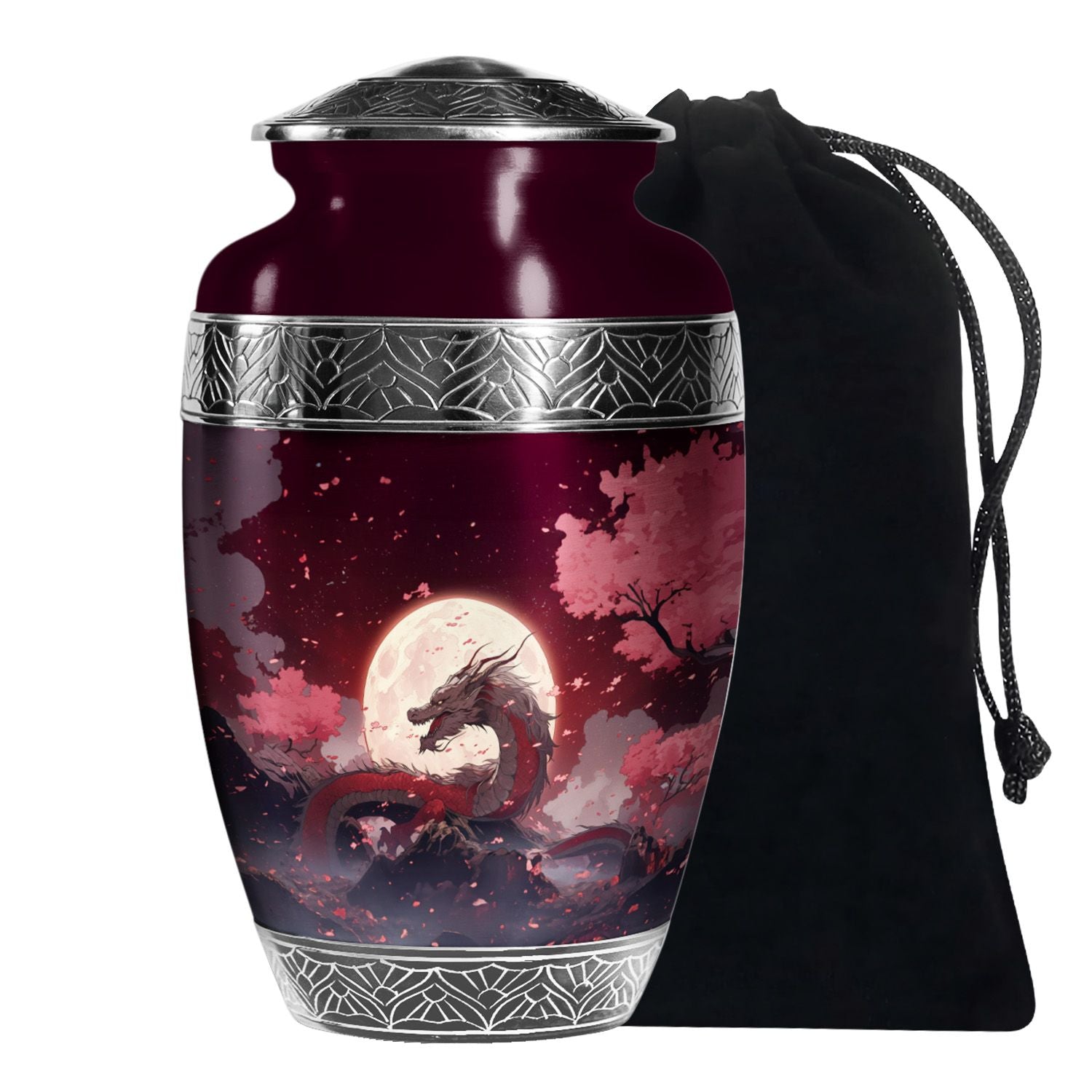 Red Artistic Dragon Memorial Urn - Beautiful Funeral Urn For Adult Ashes
