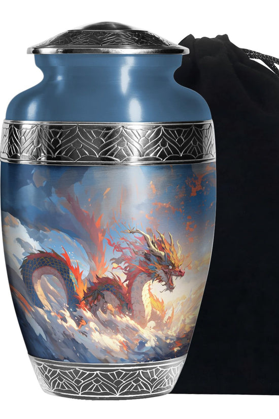 Golden Phoenix Dragon Funeral Urn For Human Ashes - Decorative Memorial Urn