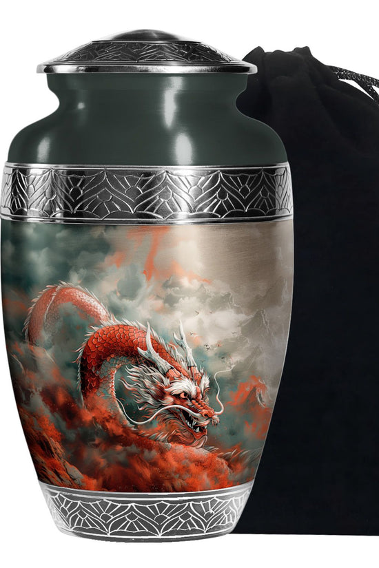 Midnight Dragon Moon Cremation Urn - Black Aluminium Urn For Adult Ashes