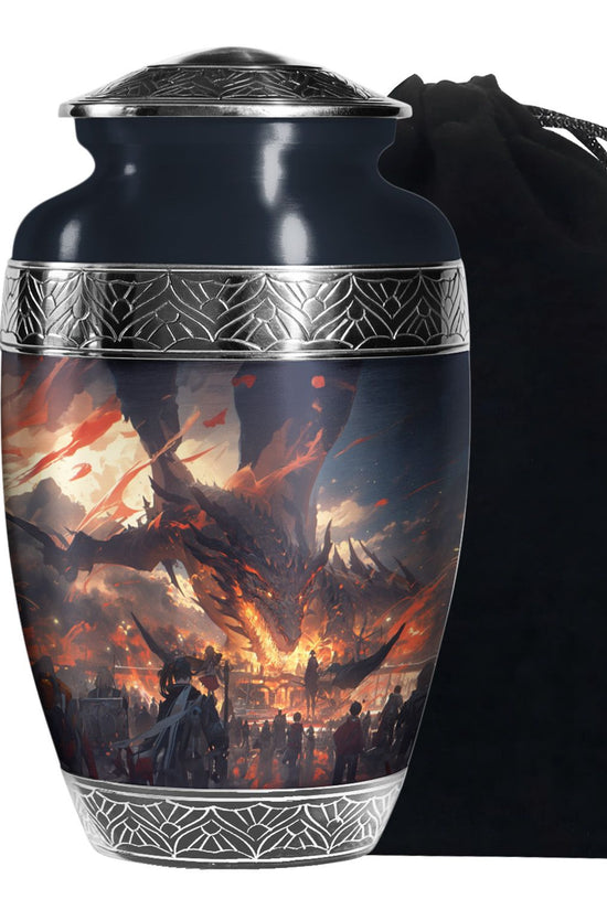 Royal Black Dragon Memorial Urn - Decorative Funeral Urn For Human Ashes