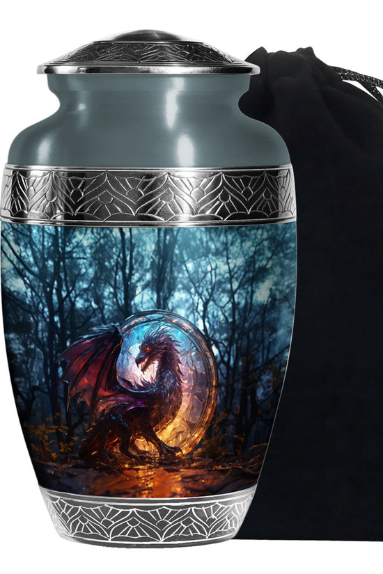 Blue Thunder Dragon Memorial Urn For Ashes - Decorative Cremation Urn