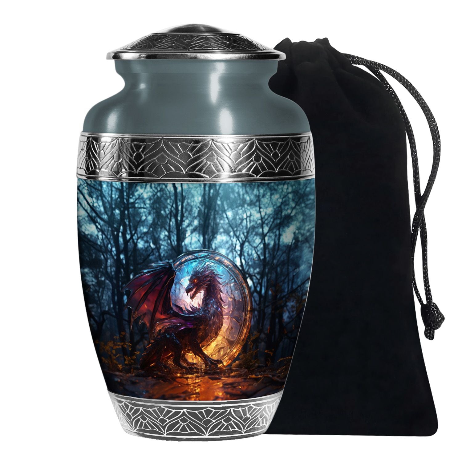 Blue Thunder Dragon Memorial Urn For Ashes - Decorative Cremation Urn