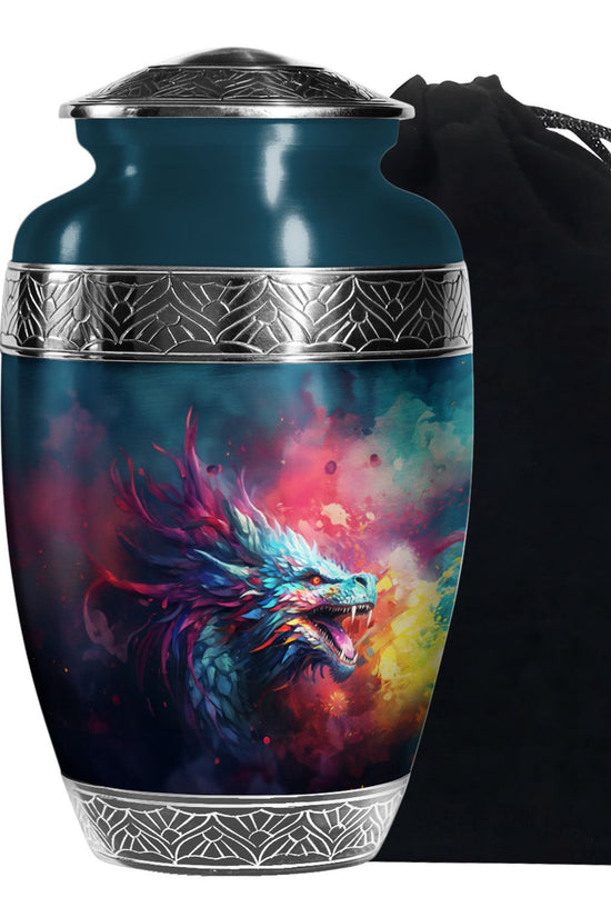 Colourful Artistic Cremation Urn - Large Memorial Urn For Adult Ashes