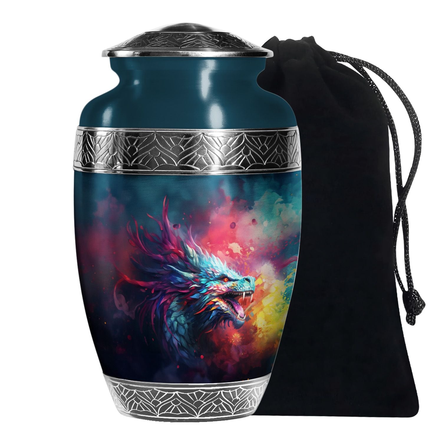 Colourful Artistic Cremation Urn - Large Memorial Urn For Adult Ashes