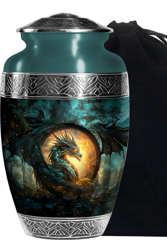 Dragon Warrior Funeral Urn - Aluminium Cremation Urn For Adult Ashes