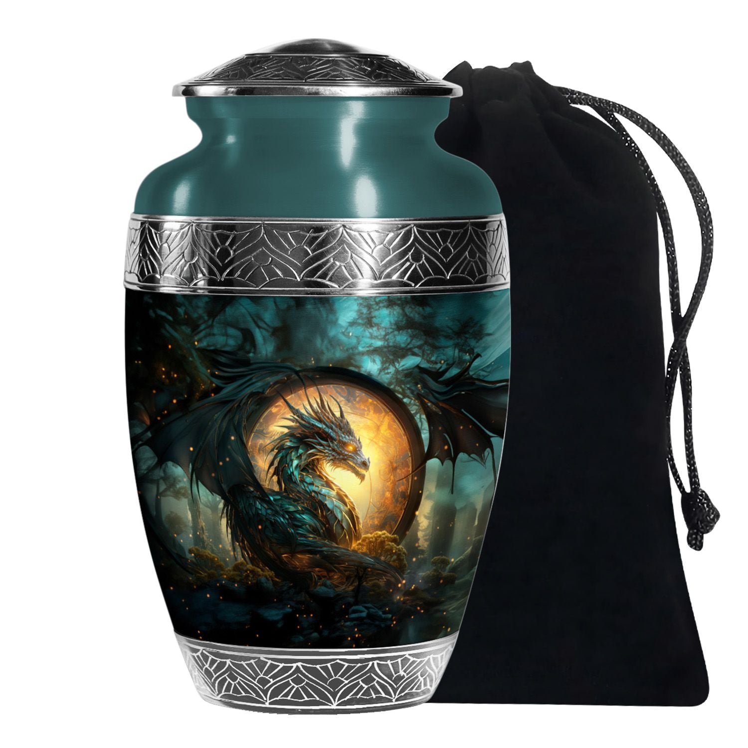 Dragon Warrior Funeral Urn - Aluminium Cremation Urn For Adult Ashes