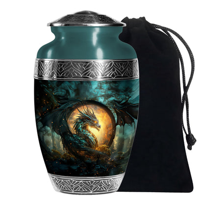 Dragon Warrior Funeral Urn - Aluminium Cremation Urn For Adult Ashes