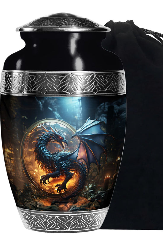 Purple Mystic Dragon Cremation Urn For Ashes - Fantasy Memorial Urn