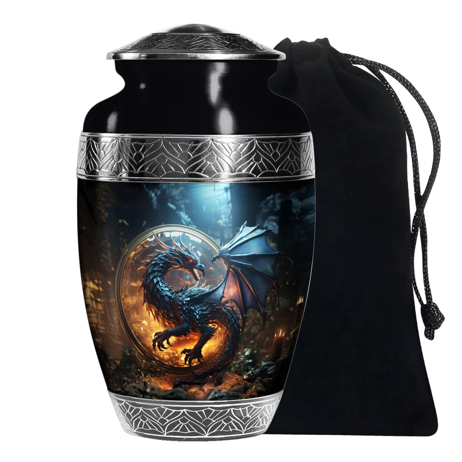 Purple Mystic Dragon Cremation Urn For Ashes - Fantasy Memorial Urn