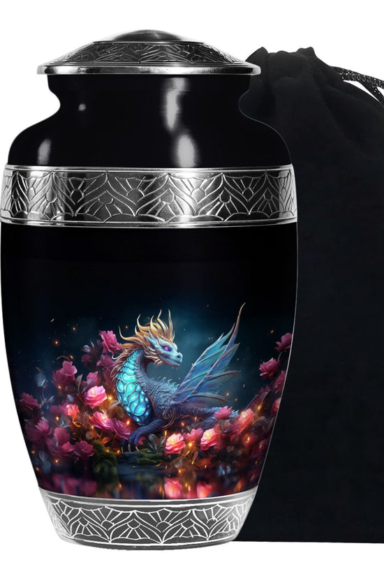 Dragon Theme Funeral Urn - Red Artistic Cremation Urn For Adult Ashes