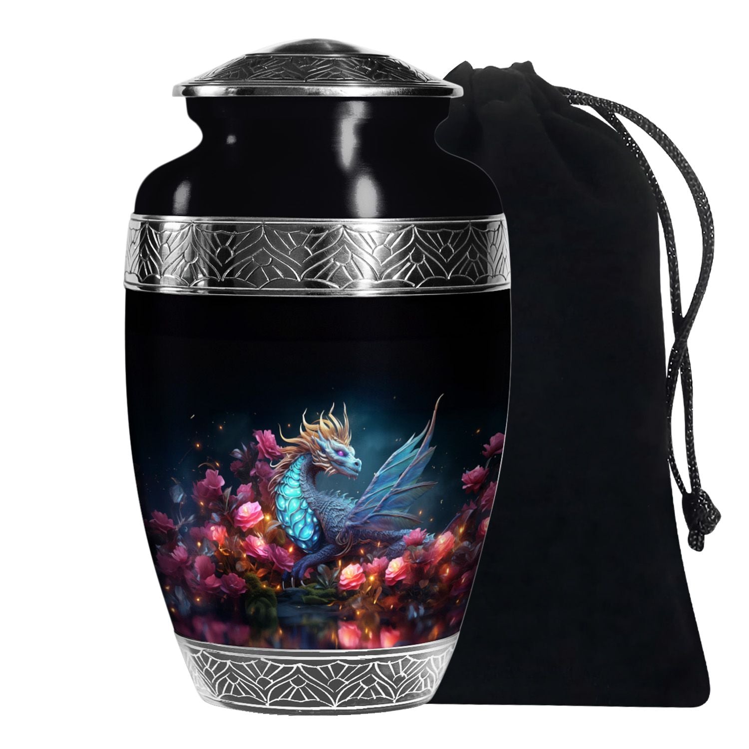 Dragon Theme Funeral Urn - Red Artistic Cremation Urn For Adult Ashes