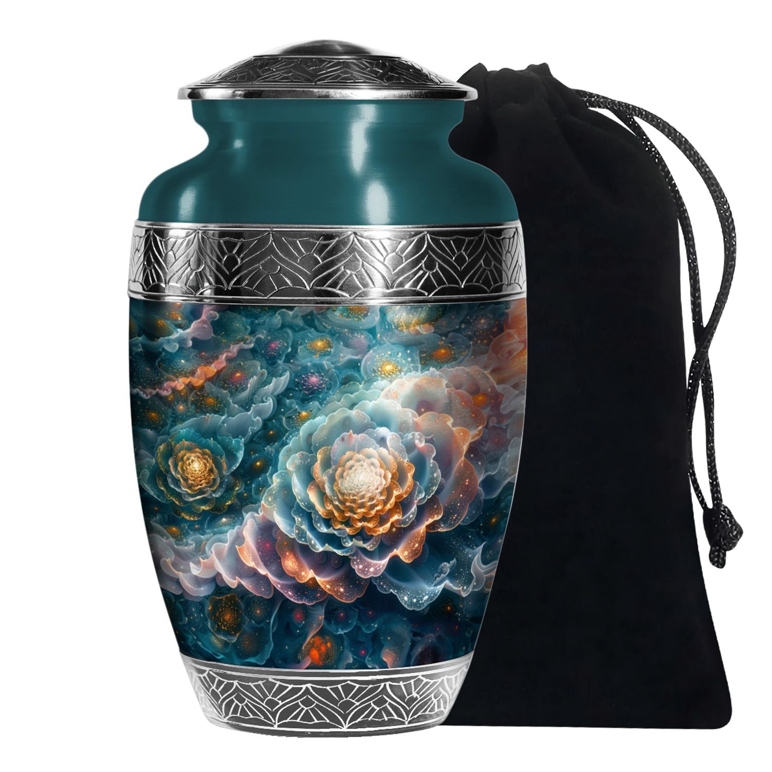 Flower Theme Cremation Urn - Large Memorial Urn For Adult Ashes