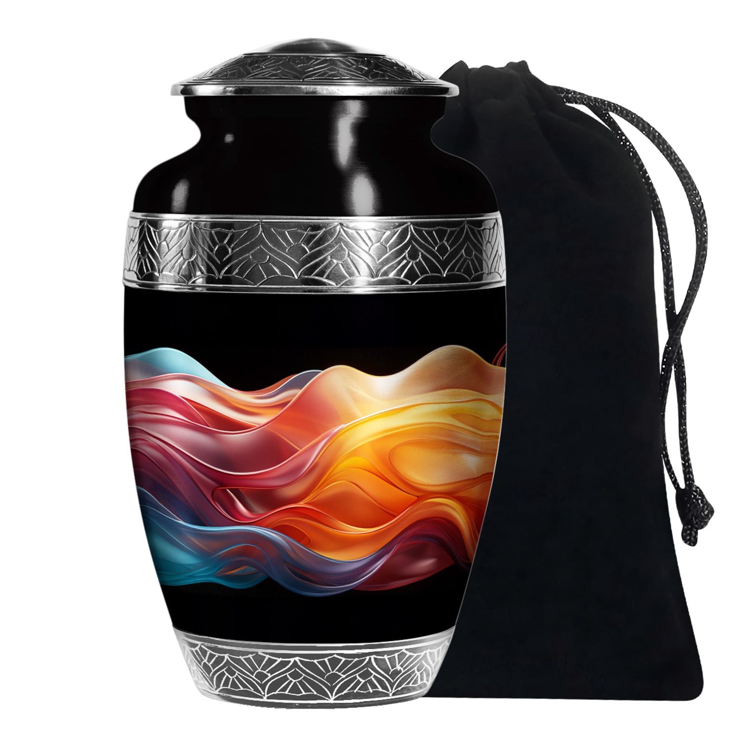 Cremation Urn For Ashes - Black Aluminum Urn For Loved Ones