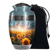 Sunset Sunflower Cremation Urn - Golden Memorial Urn For Ashes