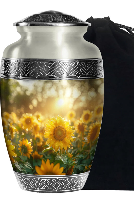 Floral Sunflower Cremation Urn - Peaceful Ashes Urn For Loved Ones