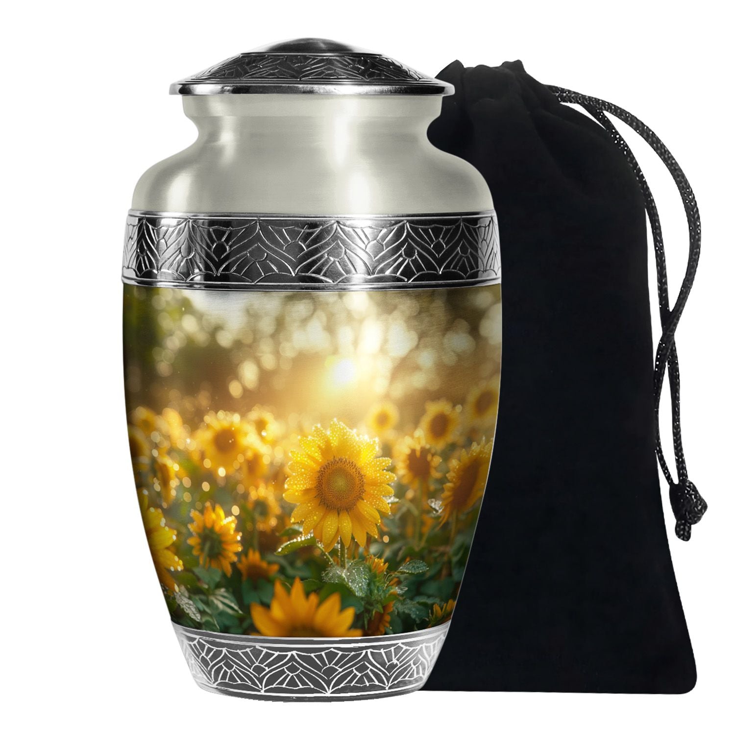 Floral Sunflower Cremation Urn - Peaceful Ashes Urn For Loved Ones