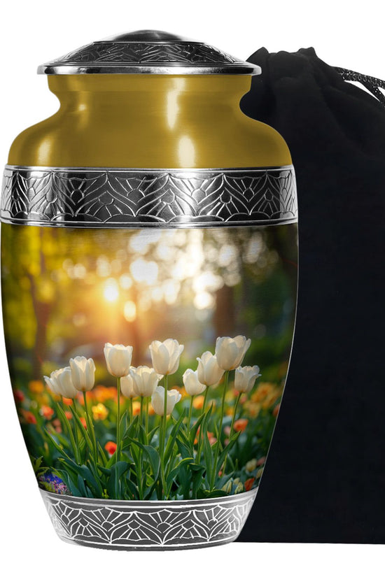 Peaceful Tulip Funeral Urn - Large Memorial Urn For Human Ashes