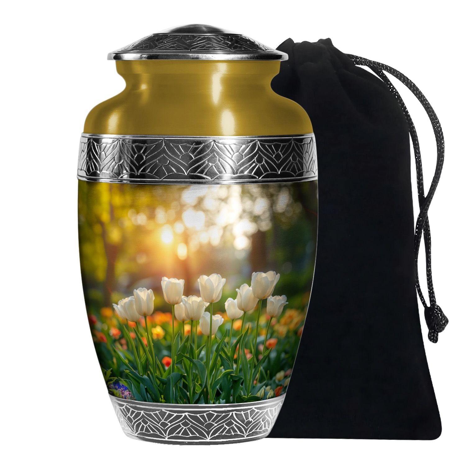 Peaceful Tulip Funeral Urn - Large Memorial Urn For Human Ashes