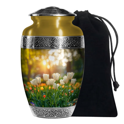 Peaceful Tulip Funeral Urn - Large Memorial Urn For Human Ashes