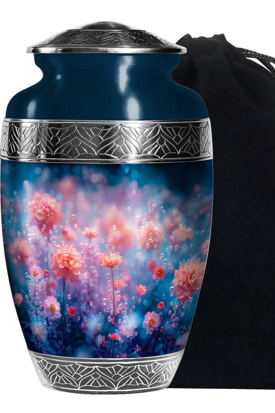 Pink Fantasy Floral Urn - Elegant Memorial Cremation Urn For Ashes